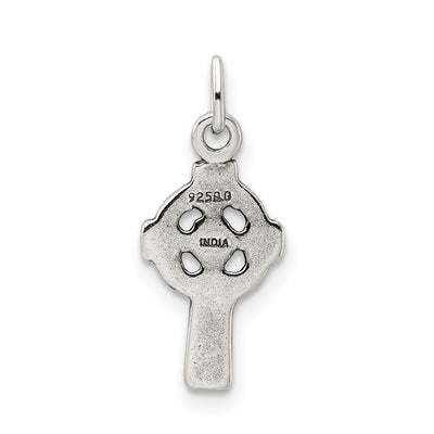 Sterling Silver Antiqued Celtic Cross Charm, 34 x 23mm