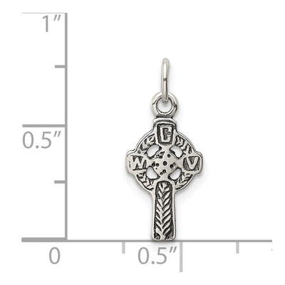 Sterling Silver Antiqued Celtic Cross Charm, 21 x 9mm