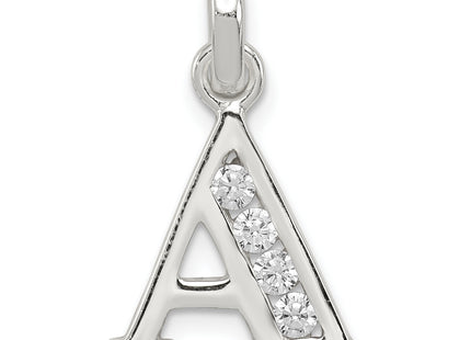 Sterling Silver White CZ Letter Initial Pendant