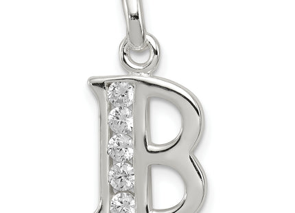 Sterling Silver White CZ Letter Initial Pendant