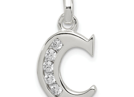 Sterling Silver White CZ Letter Initial Pendant
