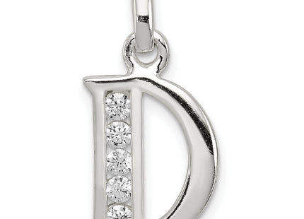 Sterling Silver White CZ Letter Initial Pendant