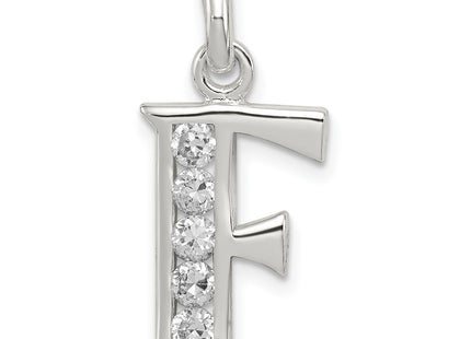Sterling Silver White CZ Letter Initial Pendant