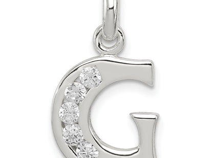 Sterling Silver White CZ Letter Initial Pendant