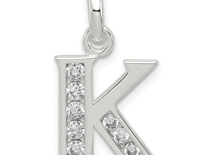Sterling Silver White CZ Letter Initial Pendant