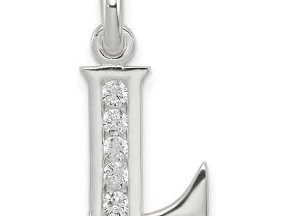 Sterling Silver White CZ Letter Initial Pendant