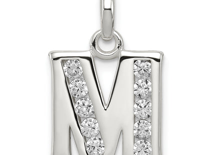 Sterling Silver White CZ Letter Initial Pendant
