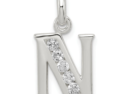 Sterling Silver White CZ Letter Initial Pendant