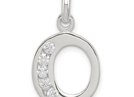 Sterling Silver White CZ Letter Initial Pendant