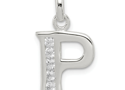 Sterling Silver White CZ Letter Initial Pendant