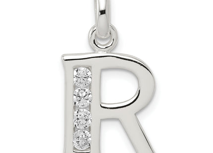 Sterling Silver White CZ Letter Initial Pendant