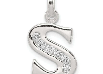 Sterling Silver White CZ Letter Initial Pendant