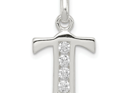 Sterling Silver White CZ Letter Initial Pendant