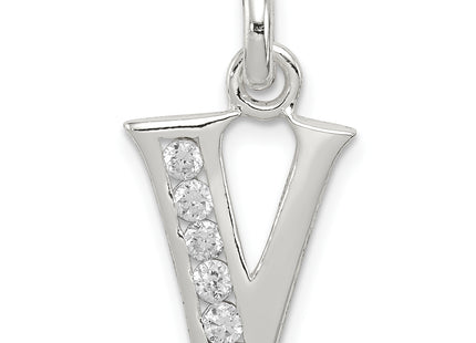 Sterling Silver White CZ Letter Initial Pendant