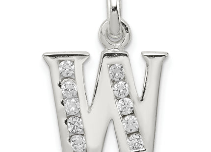 Sterling Silver White CZ Letter Initial Pendant