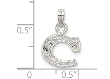 Sterling Silver CZ Letter C Initial Pendant
