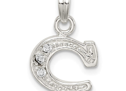 Sterling Silver CZ Letter C Initial Pendant