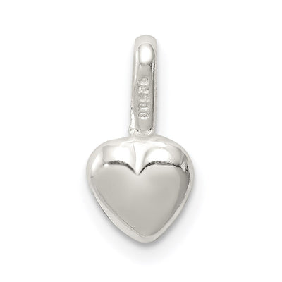 Sterling Silver Puffed Heart Charm, 12 x 6mm