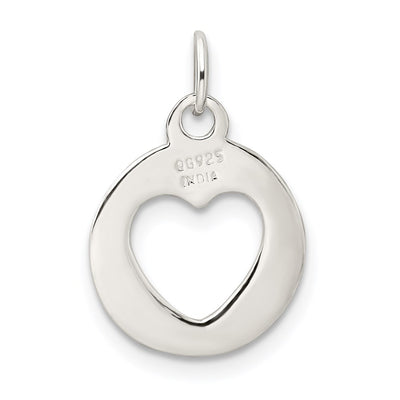 Sterling Silver Polished Circle with Punch Out Heart Charm