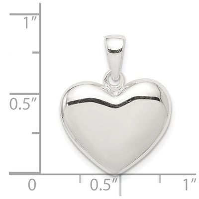 Sterling Silver Polished Heart Pendant, 22 x 20mm