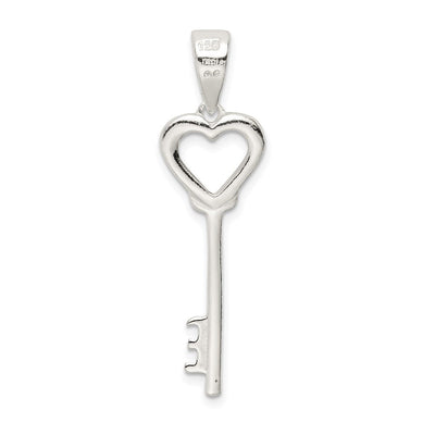 Sterling Silver Polished Key Pendant, 35 x 10mm