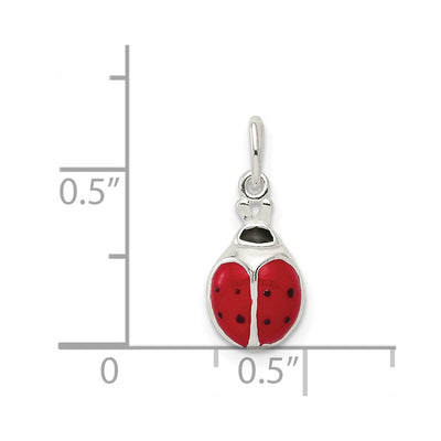 Sterling Silver Enameled Lady Bug Charm, 18 x 10mm