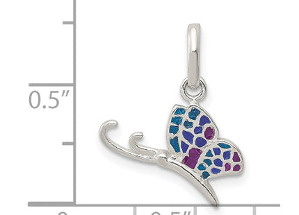 Sterling Silver Enameled Butterfly Charm (Style QC6868)