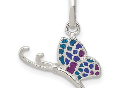 Sterling Silver Enameled Butterfly Charm (Style QC6868)