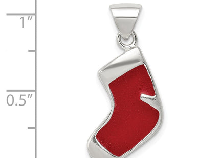 Sterling Silver Enameled Christmas Stocking Charm (Style QC6873)
