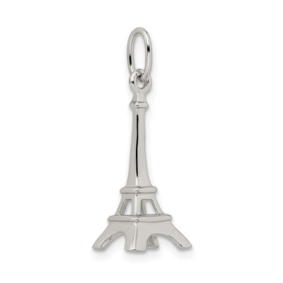Sterling Silver Rhodium-plated Eiffel Tower Charm, 25 x 10mm