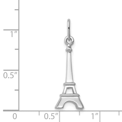 Sterling Silver Rhodium-plated Eiffel Tower Charm, 25 x 10mm