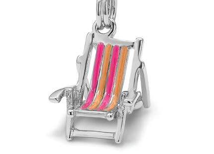 Sterling Silver Rhodium-platedEnamel Beach Chair Charm