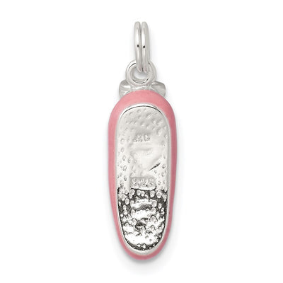 Sterling Silver Polished Enamel Ballet Slipper Pendant