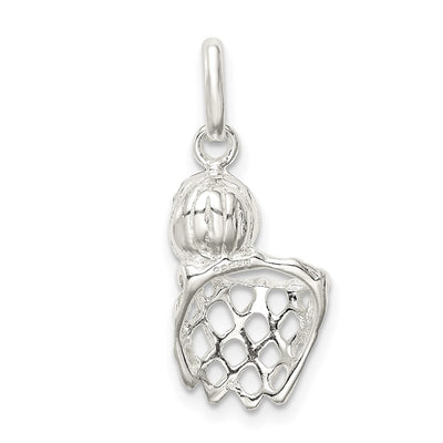 Sterling Silver Basketball in Hoop Charm