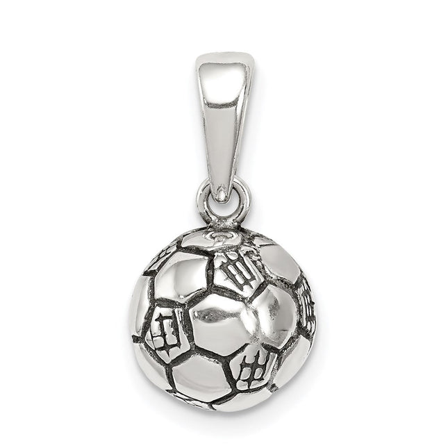 Sterling Silver Antiqued Soccer Ball Pendant, 33 x 22mm