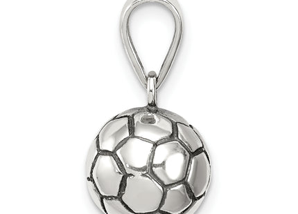 Sterling Silver Antiqued Soccer Ball Pendant, 20 x 12mm