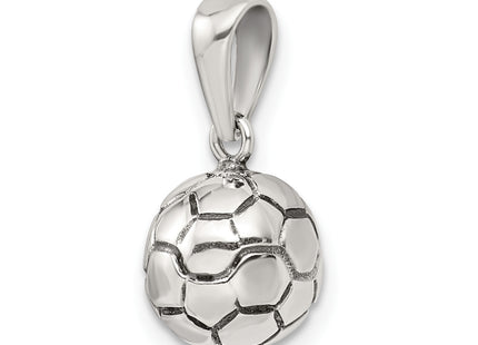 Sterling Silver Antiqued Soccer Ball Pendant, 20 x 12mm