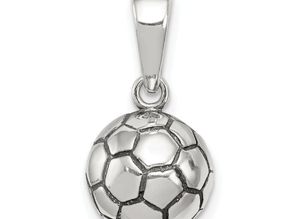 Sterling Silver Antiqued Soccer Ball Pendant, 20 x 12mm
