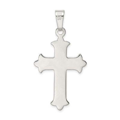 Sterling Silver Polished and Textured Cross Pendant, 40 x 26mm