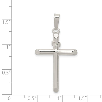 Sterling Silver Polished Inri Cross Pendant, 33 x 22mm
