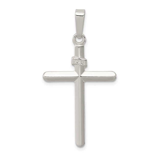 Sterling Silver Polished Inri Cross Pendant, 33 x 21mm