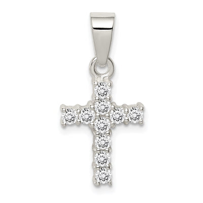 Sterling silver cubic zirconia cross pendant