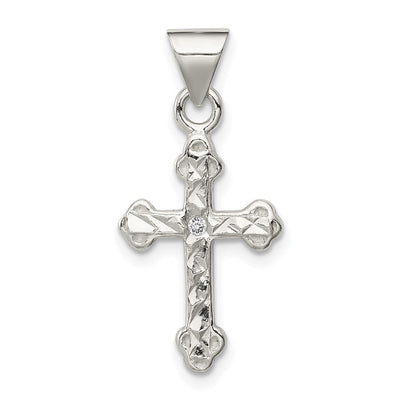 Sterling silver cubic zirconia cross pendant