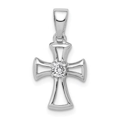 Sterling silver cubic zirconia cross pendant