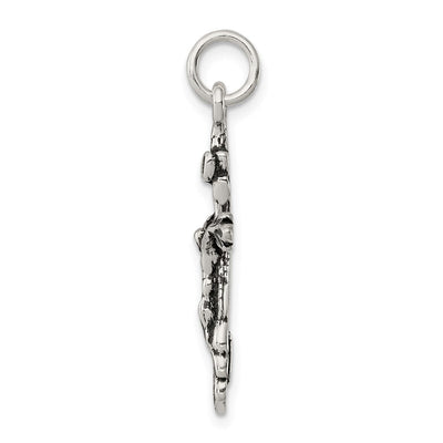 Sterling Silver Antiqued Crucifix Charm, 51 x 22mm
