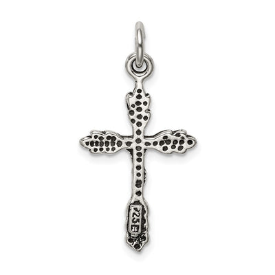 Sterling Silver Antiqued Crucifix Charm, 48 x 25mm