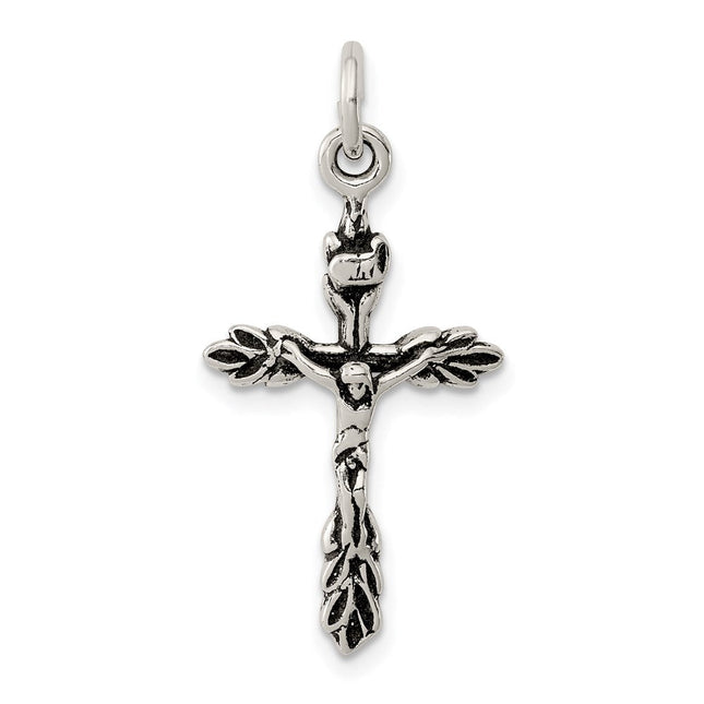 Sterling Silver Antiqued Crucifix Charm, 51 x 22mm