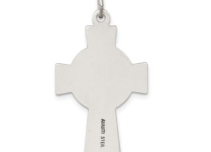 Sterling Silver Antiqued Satin Irish Crucifix Cross Pendant