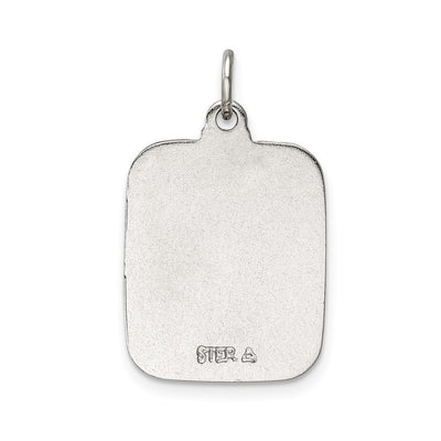Sterling Silver Teal Enamel Square St. Christopher Medal Pendant