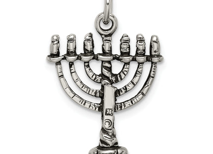 Sterling Silver Antiqued Menorah Charm